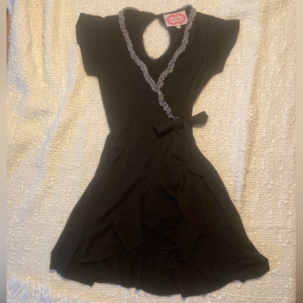 Smak Parlour Black Faux Wrap Dress, size large